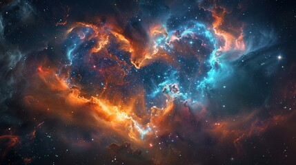 Fototapeta premium Heart-Shaped Nebula in Deep Space