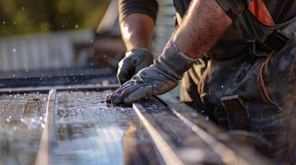 A worker using specialized tools to extract valuable metals such as copper and silver from a recycled solar panel.