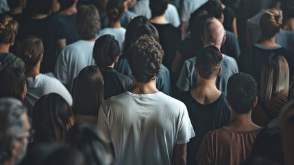 Obraz premium Back view captures individual standing out from crowd, Ai Generated