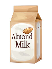 Almond Milk, Carton of Almond Milk, Milk alternative, lactose free, non-dairy beverage, isolated