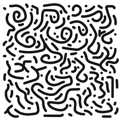 Fun Color Black line abstract doodle set seamless pattern, Creative minimalist style art background for children or trendy design with basic shapes. Simple childish scribble backdrop