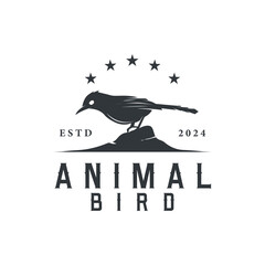 Black silhouette bird logo concept design simple vintage bird lover illustration template