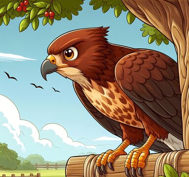 Watch like a hawk, English idiom. A hawk watching intently from a high perch.