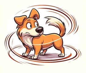 Chasing your tail, English idiom. A dog spinning in circles trying to catch its own tail.