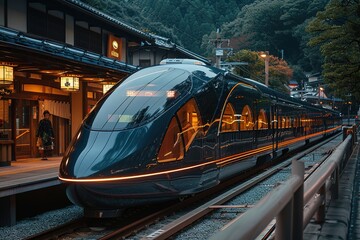 Fototapeta premium train transportation railway railroad rail station travel track platform passenger speed modern journey vehicle