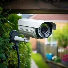 photo of a home security camera capturing a protected area.