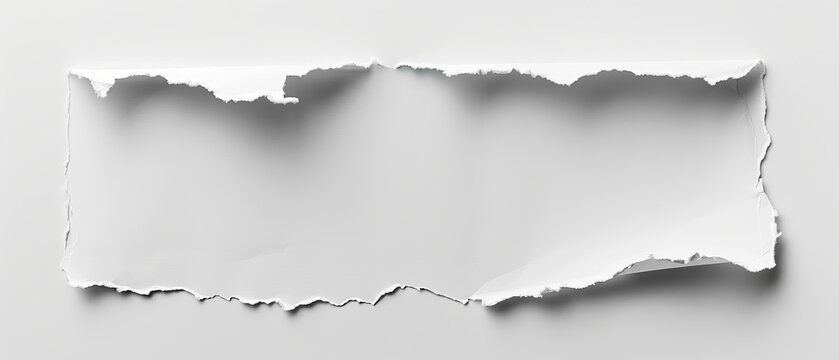 White paper with a ripped edge, isolated background, studio lighting, ample copy space for text, perfect for advertising or messages