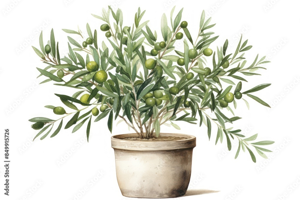 Wall mural olive plant leaf white background - Wall murals