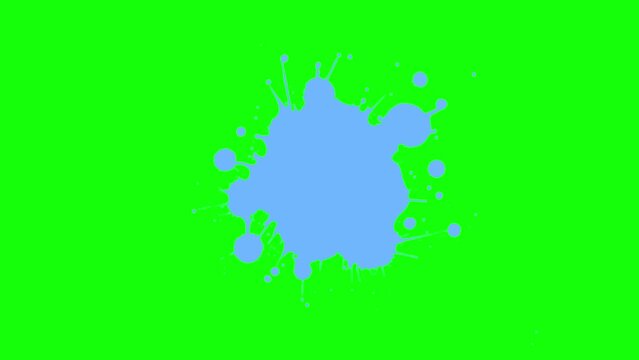 Falling drop of paint and formation of blot animation on green screen, chroma key