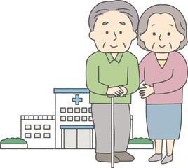 病院と老夫婦