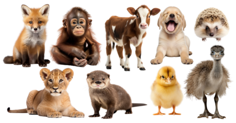 PNG Adorable baby animals set