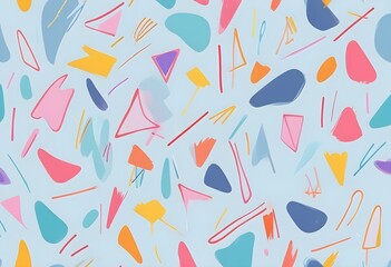 Obraz premium Colorful abstract shapes and lines on a light background, creating a playful and whimsical pattern