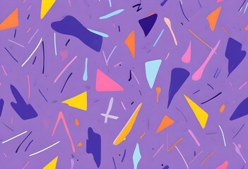 Colorful abstract shapes and lines on a light background, creating a playful and whimsical pattern