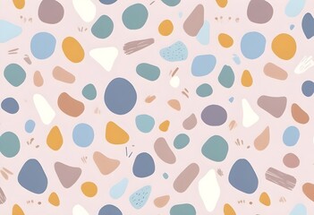 Colorful abstract shapes and lines on a light background, creating a playful and whimsical pattern