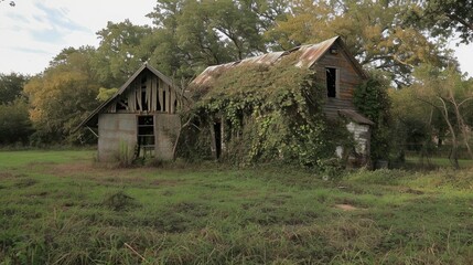 Fototapeta premium Dilapidated farm structures left neglected