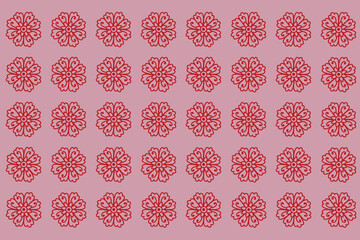Wallpaper pattern: seamless red Chinese flower on a pink background 