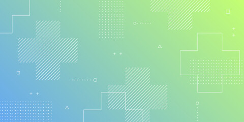 Modern Abstract Background with Retro Memphis Elements and Yellow Green Blue White Gradient Pastel Color
