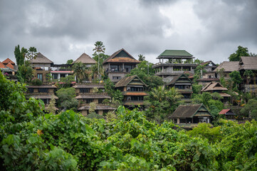 Tropical Jungle Houses Alongside The Campuhan Ridge Walk, Ubud, Indonesia.