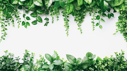 Obraz premium Many types of leaves are beautifully arranged on a white background, suitable for making a picture frame. There is space for additional text.