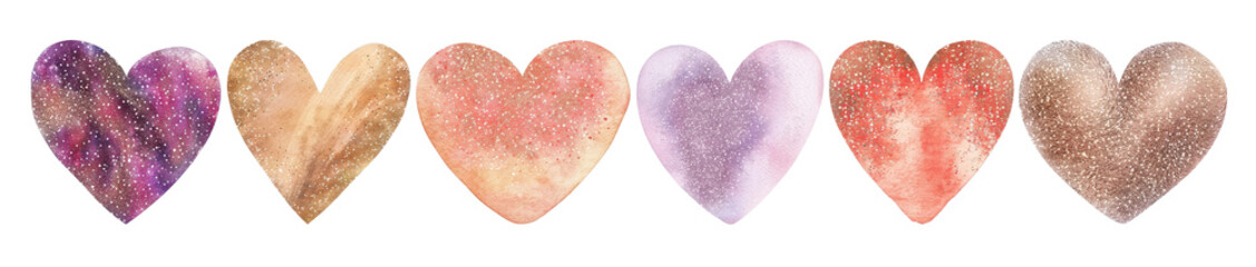Heart shape glitter png element set on transparent background