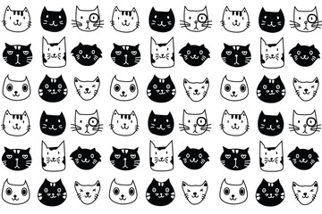 Animal Wallpaper: black and white cat face pattern