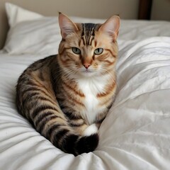 cat sleeping on the bed