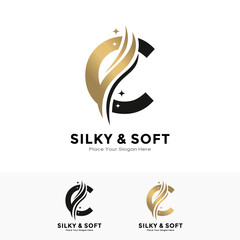 Silky and soft letter C logo template. Suitable for business, initial name, poster, beauty, salon, fabric and pattern