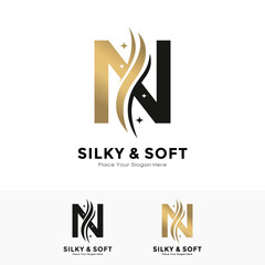 Silky and soft letter N logo template. Suitable for business, initial name, poster, beauty, salon, fabric and pattern