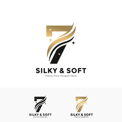 Silky and soft number 7 logo template. Suitable for business, initial name, poster, beauty, salon, fabric and pattern