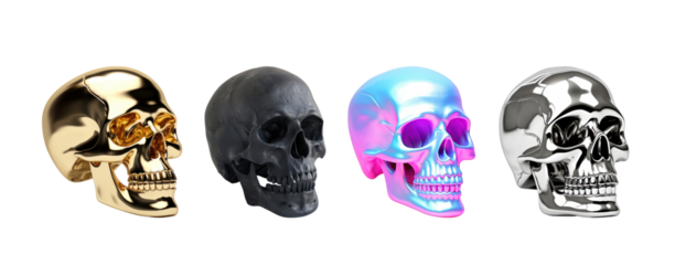 3d human skulls set