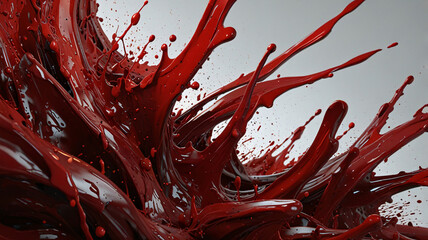 abstract red liquid Abstract crimson in splashes on the floor.