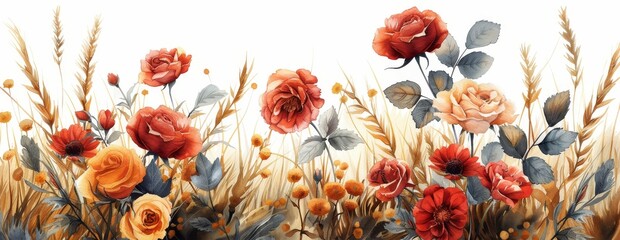 Delicate watercolor floral frame for invitations and design projects. Ideal for feminine and romantic design themes. 