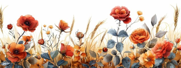 Delicate watercolor floral frame for invitations and design projects. Ideal for feminine and romantic design themes. 