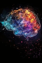A brain with a speech bubble above it. The speech bubble is in the middle of the brain and is written in a foreign language