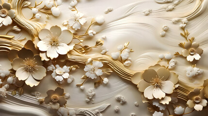 The item features a luxurious gold texture with a floral pattern, incorporating Japanese icons and decoration elements. 