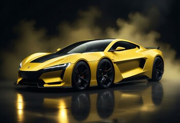 Fototapeta premium futuristic-looking yellow sports car 