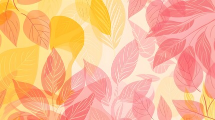 Fototapeta premium A colorful background with pink and yellow leaves