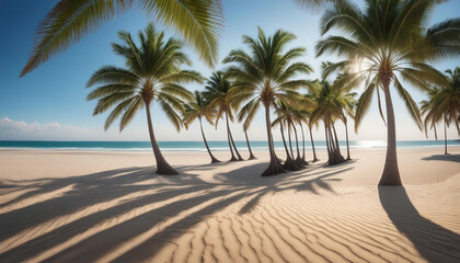 Obraz premium 야자수, palm tree, 열대의 식물, tropical plant, 해변, beach, 코코넛 트리, coconut tree, 섬, island, 해변 풍경, beach scenery, 파라다이스, paradise, 해양 생물, marine life, 태양, sun, 휴양지, resort, 휴가, vacation, 해수욕, swimming in the 