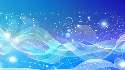 A blue and white background with a lot of stars and swirls