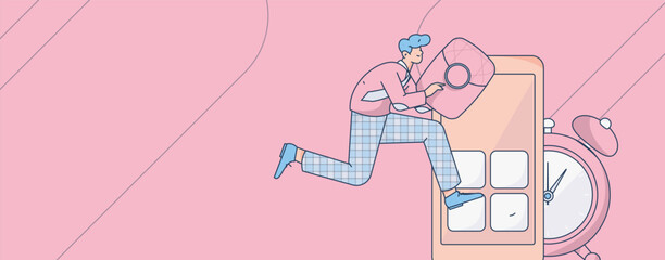 Flat vector illustration of business people operating work scene
