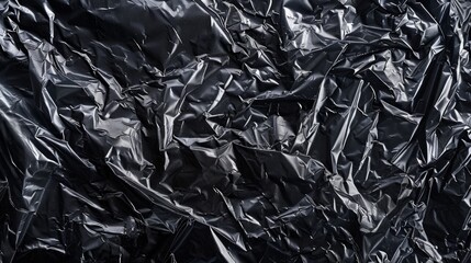 Wrinkled plastic wrap texture on a black background