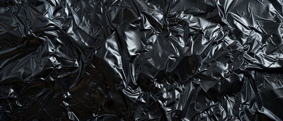 Wrinkled plastic wrap texture on a black background