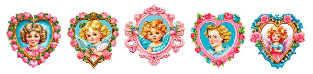 Fototapeta premium Angel printable sticker cute baby set