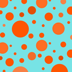 Orange dots  circles on a mint green background