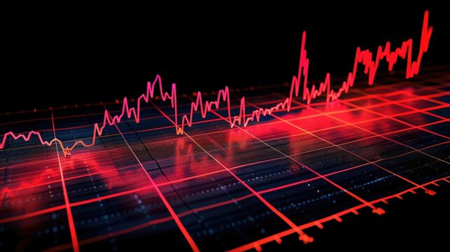 Declining market line chart with diminishing line thickness indicating reduced