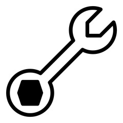 Wrench icon or logo illustration outline black style