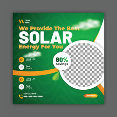 solar energy social media post, banner design, suitable for Solar panel maintenance repair services banner or poster design