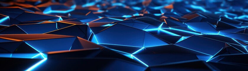 3D digital mesh pattern, blue tech lights, sleek business feel,