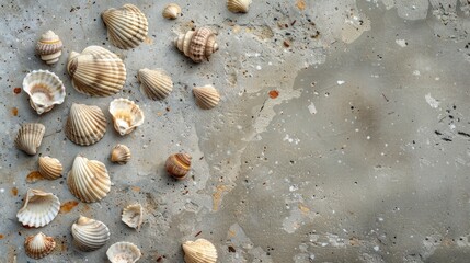 Aggregate of Seashells on Concrete Surface