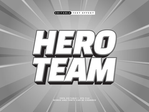 hero team editable text effect in super and hero text style